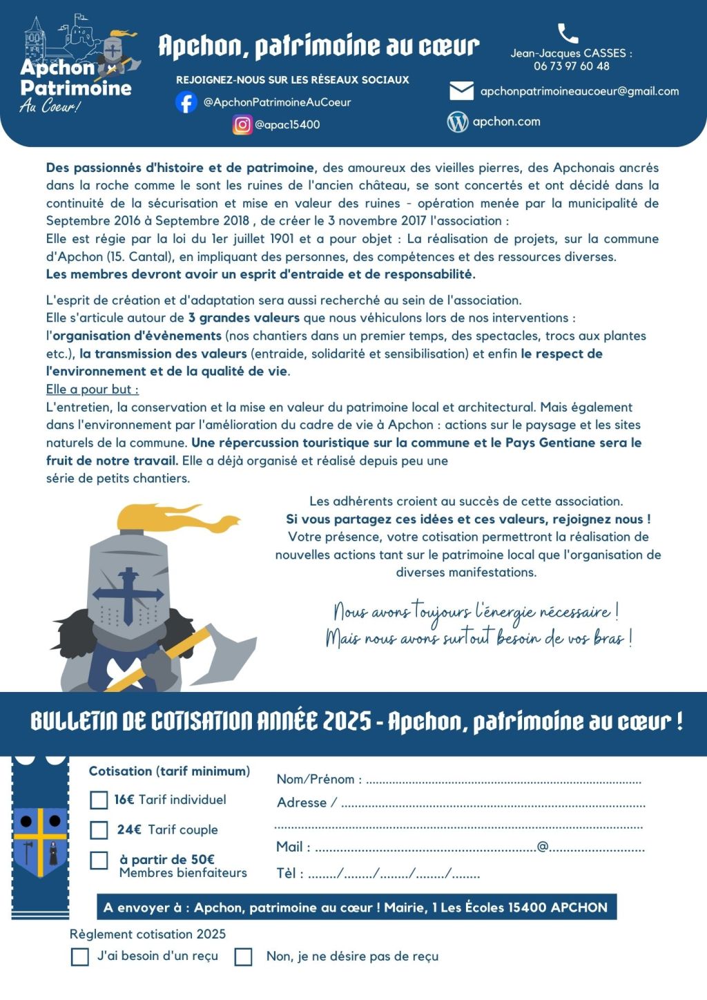 Le bulletin d&rsquo;adhésion