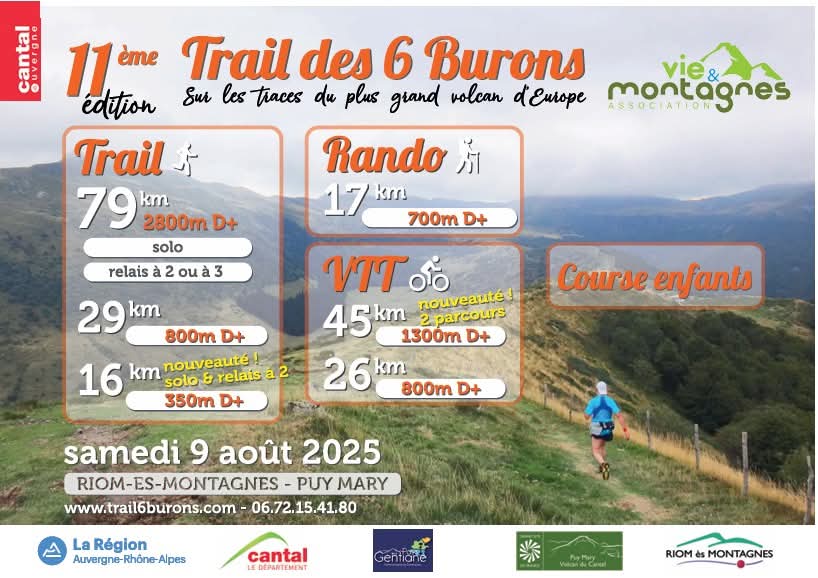 11ème édition du TRAIL DES 6 BURONS à Riom-ès-Montagnes