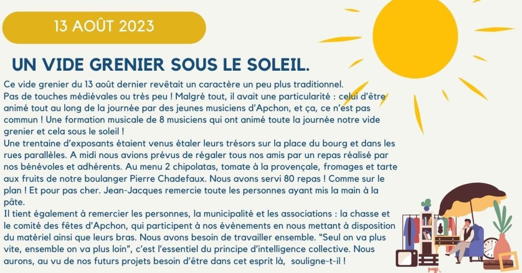 Retour sur le vide-greniers du 13 Août&nbsp;2023