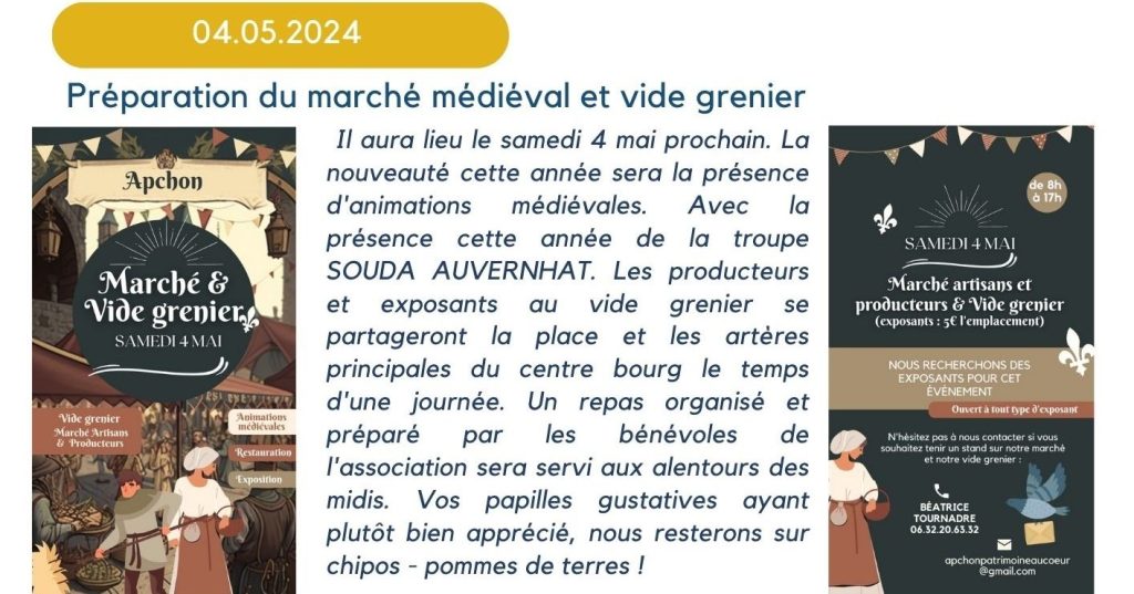 Préparation du marché médiéval et&nbsp;vide-greniers