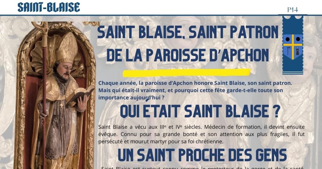 Saint-Blaise, Saint patron de la paroisse d’Apchon