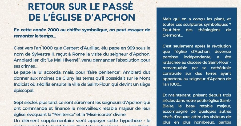 Retour sur le passé de l&rsquo;église Saint-Blaise&nbsp;d&rsquo;Apchon